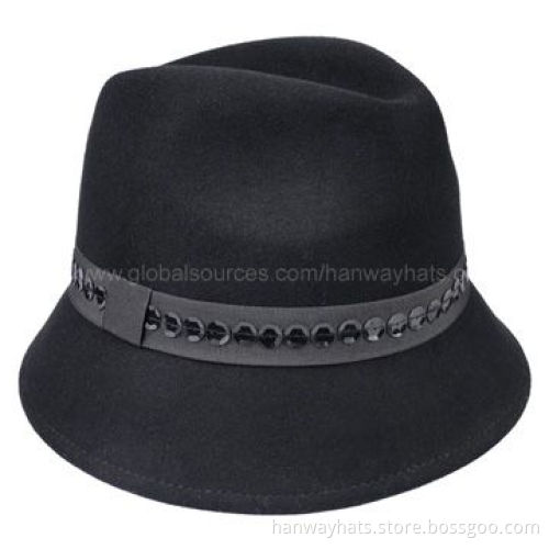 New Style Fashionable German Felt Hat with GG Hat Band and Bow Trim